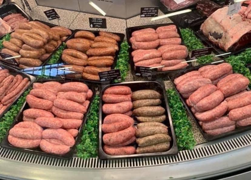 Gourmet artisan sausages Halisham East Sussex in the south of England